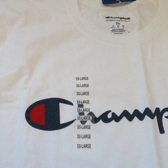 New Champion White Short Sleeve Classic Jersey Screen Print T-Shirt Men US XXL - Picture 5 of 12